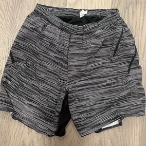 Lululemon Athletica Surge Black and Grey‎ Athletic Shorts Men's Size Medium